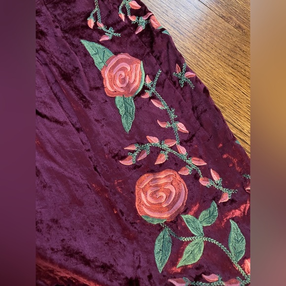 Free People x Anna Sui Rose Garden Velvet Wide Leg Pants Size 6 🌹 - Picture 6 of 6